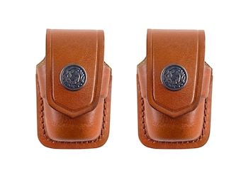 Handmade Leather Speedloader Pouch, Belt Clip, 357/44/38 Magnum