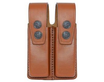 Leather Double Magazine Pouch/Carrier/case for Beretta Taurus CZ 75 Handmade Free Engraving