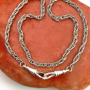 Charm Holder Necklace, Fob Clasp Necklace, Dog Clip Necklace, Pocket Watch Chain Necklace, Pendant Necklace, Vintage Silver Tone Chain