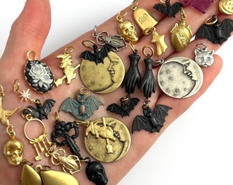 Halloween Jewelry Halloween Charms Spooky Season Halloween Gift Pendants Locket Witch Skull Cat Vampire Bat Pumpkin Ghost RIP Choose A Charm