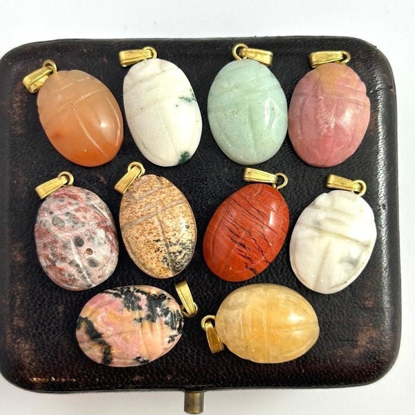 Vintage Pendant Scarab Pendants Vintage Jewelry Carved Stone Scarabs Scarab Charms Pendants For Women Symbolic Jewelry Gifts For Her