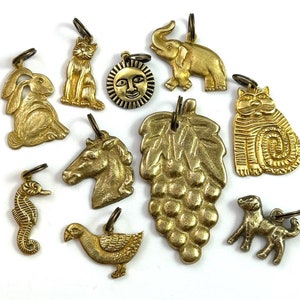 Vintage Charms For Purse Carabiner Keychain Key Holder Fob Clip Gift For Her Brass Charm Jewelry For Women Build Your Own Bag Accessory