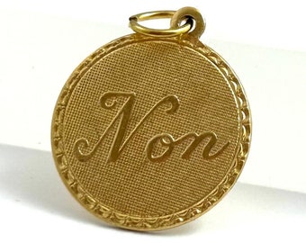 Vintage charm, no charm, vintage no charm, French non charm, non, non charm, Vintage brass charm, vintage pendant