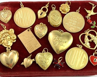 Charm Necklace Pendants For Women Heart Locket French Love Charms For Bracelets Pick A Charm Enamel Pink Rose Vintage Jewelry Gifts For Her