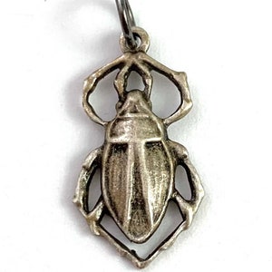 Scarab Pendant, Scarab Beetle Charm, Scarab Jewelry, Silver Tone Metal Stamping Charm, Egyptian Revival, Symboloc Jewelry Gift For Her