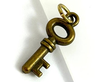 Tiny Key Charm Dainty Necklace Pendant Skeleton Key Charms