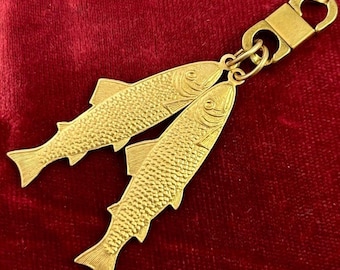 Fish Charm Necklace Pendant Jewelry For Women Gift For Her Fishing Necklace Pendant On Chain Brass Fish Charm On Clasp Gift For Fisherman