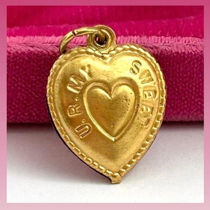 Vintage Charm Heart Charms Ur My Sweetheart Vintage Brass Charm Puffy Heart Charm Gifts For Girlfriend Heart Pendant Vintage Jewelry