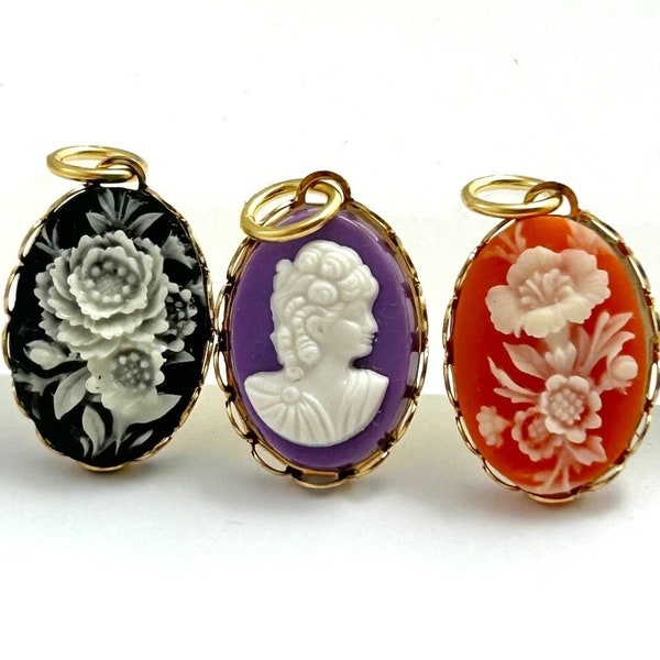 Cameo Charm Dainty Necklace Pendants For Women Gifts For Her Flower Woman Cameo Pick A Charm Pendant Victorian Style Jewelry Charms