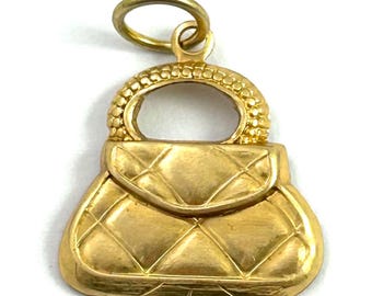 Brass Handbag Charm, Small Purse Pendant, Fashion Bag Necklace Charm, Vintage Style Brass Charm