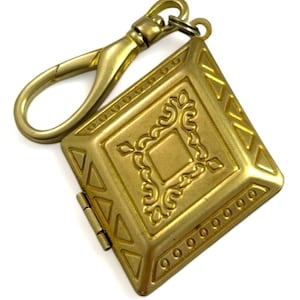 Vintage Locket, Charm With Clip, Necklace Pendant, Bag Purse Accessory, Brass Metal Jewelry