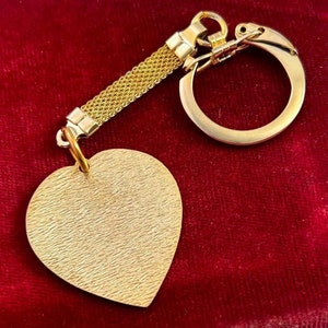 Heart Keychain Fob Vintage Heart Charm Keychain With Charm Purse Clip Heart Key Chain Gift For Her Tarnished Heart Keychain Gold Tone Metal