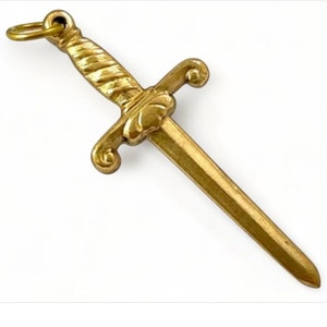 Vintage Charm Tiny Sword Necklace Pendant Brass Vintage Jewelry For Women Sword Charm Dainty Pendant Gifts For Her Gift For Women Empowering