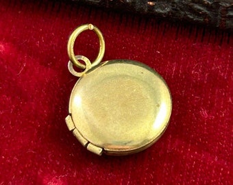 Tiny Vintage Brass Locket Charm: Dainty Pendant
