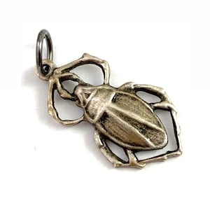 Scarab Beetle Charm Scarab Jewelry Tiny Scarab Charm For Bracelets Silver Tone Metal Stamping Charm Symbolic Egyptian Revival Dainty Pendant