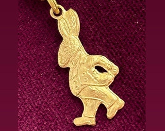 Dije de conejo, Dije de conejo vintage, Dije de latón, Joyería vintage, Dije vintage, Dijes de latón vintage, Dije de animal, Joyería de conejo