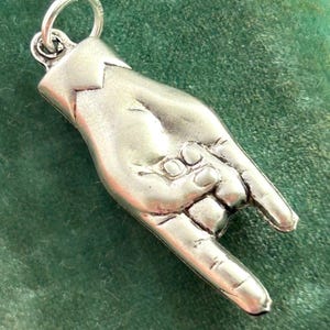 Mano Cornuto Charm, Italian Symbol Horned Hand, Good Luck Charm Pendant, Evil Eye Protection Amulet, Silver Plated, Horns Hand