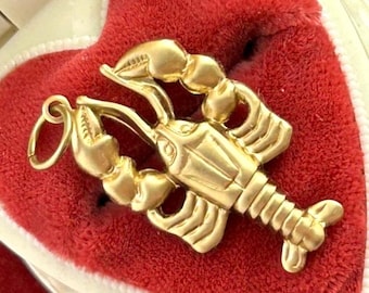 Lobster Charm, Pendant, Nautical Jewelry for Women, Brass Stamping