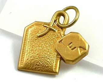 Tea Charm Pendants For Women Tea Bag Charm Sipping Tea Sip Tea Brass Stamping Charm Dainty Pendant Jewelry For Women Gifts For Her Tea Lover