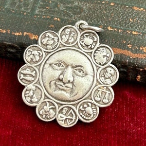 Zodiac Sign Charm Pendant Astrological Necklace Pendant Birth Sign Jewelry Gifts For Women Silver Tone Metal Astrology Charm Pendants
