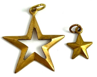 Vintage Star Charm Lot, Star Charms, Star Necklace Pendants, Vintage Brass Charms, Celestial Jewelry, Vintage Star Charm, Vintage Jewelry