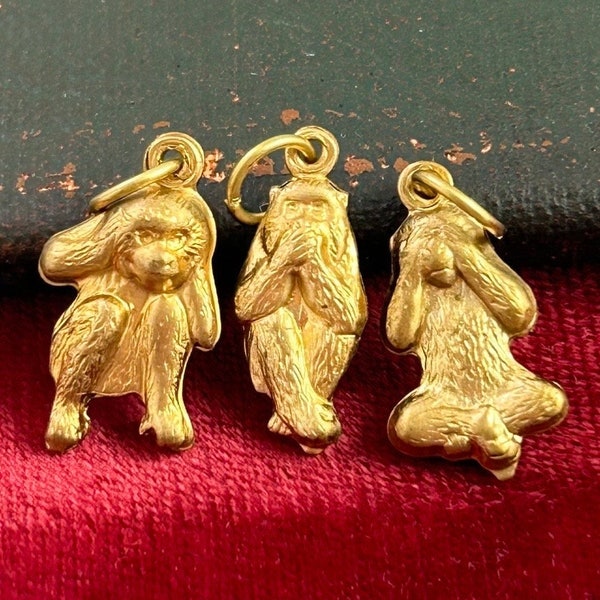 Vintage Charm Pendants For Women Three Wise Monkeys Hear No Evil Speak No Evil See No Evil Vintage Jewelry Qty 1 Monkey Charm Gifts For Her