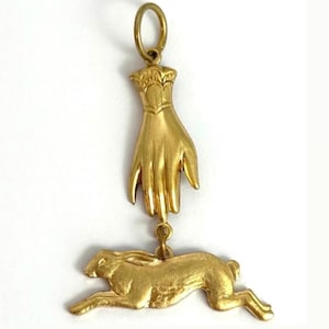 Handmade Jewelry Necklace Pendants For Women Lucky Rabbit Charm Brass Victorian Hand Running Rabbit Bunny Gifts For Luck Gift For Friend