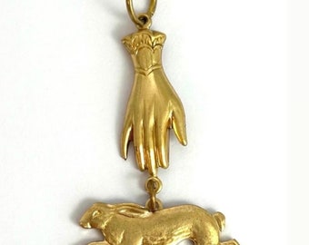 Handmade Jewelry Necklace Pendants For Women Lucky Rabbit Charm Brass Victorian Hand Running Rabbit Bunny Gifts For Luck Gift For Friend
