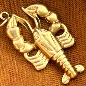Lobster Charm Necklace Pendant For Women Nautical Jewelry Beach Gift For Her Vacation Jewelry Charm For Necklace Brass Metal Stamping Charm