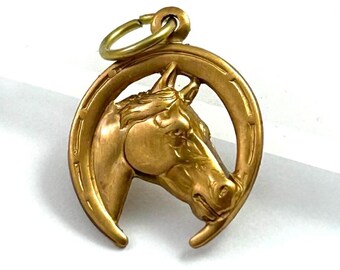 Vintage Charm Pendants For Women Horse Head Horse Shoe Brass Stamping Charms For Bracelets Horse Jewelry Gifts For Her Horse Racing