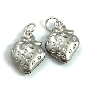 Tiny Strawberry Charm Stainless Steel Charms For Bracelets Dainty Necklace Pendants For Women Strawberry Jewelry Fruit Charm Gifts For Her