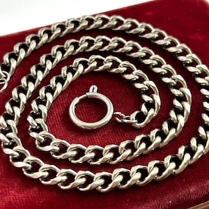 Thick Curb Chain Necklace Charm Holder Necklace Silver Tone Metal Large Spring Ring Clasp Front Clasp Necklace Womens Jewelry Gifts For Her