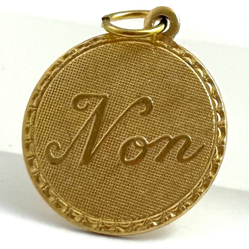 Vintage charm, no charm, vintage no charm, French non charm, non, non charm, Vintage brass charm, vintage pendant image 9