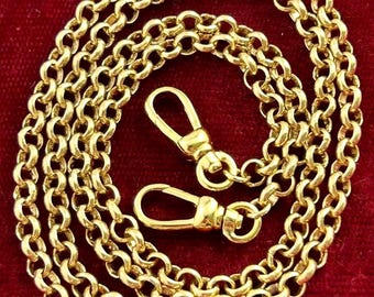 Charm Holder Necklace Double Swivel Clasp Fob Clip Pocket Watch Chain Necklace For Women Gold Tone Metal Rolo Chain Dainty Chain Necklace