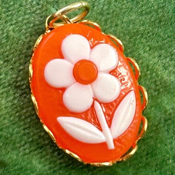 Cameo Charm: Dainty Flower Pendant, Victorian Revival Jewelry