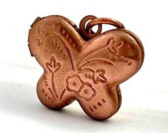 Locket, Vintage locket, vintage charm, vintage brass locket, butterfly locket, vintage jewelry, butterfly charm, tiny locket