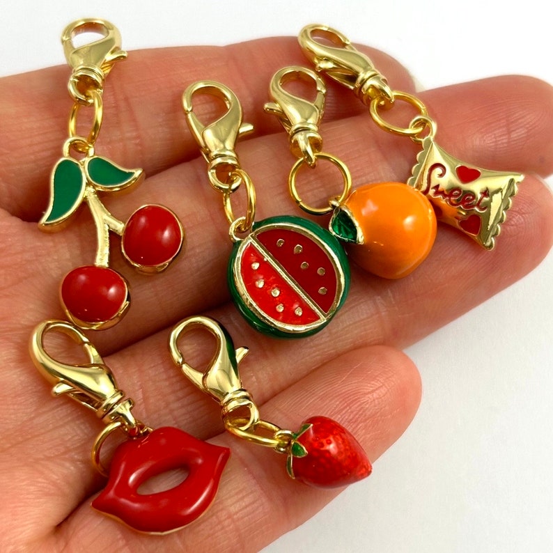 Charms for Necklaces Clip Charm Enamel Fruit Charm Clip Pendant for ...