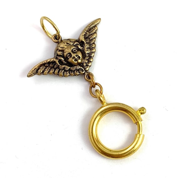 Angel Pendant, Cherub Pendant, Charm Holder, Brass Spring Ring Clasp, Necklace Pendant, Charm Holder Pendant, Charm Holders
