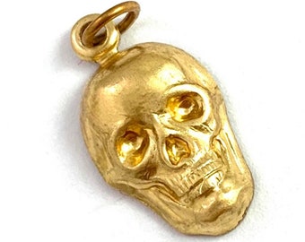 Skull Charm, Skull Jewelry, Skull Necklace Pendant, Halloween jewelry, Halloween charm, brass metal stamping