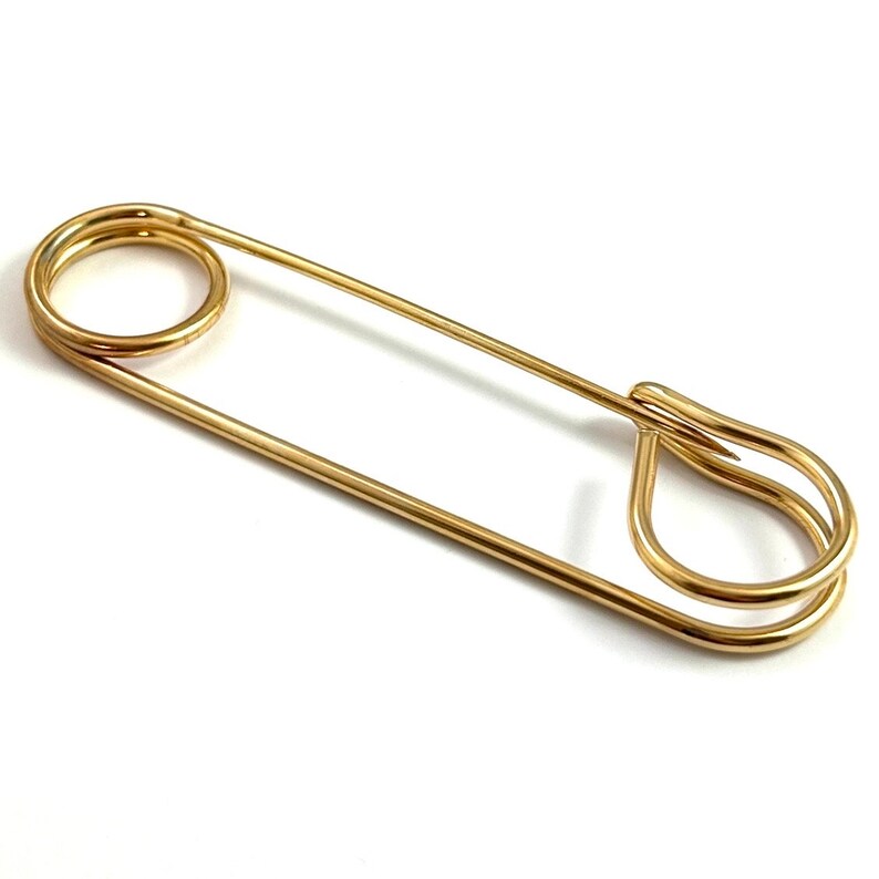 Safety Pin Brooch Vintage Pins Large Safety Pin Blanket Pin Cloak Pin Vintage Jewelry Gold Tone Metal Statement Jewelry Pins image 6