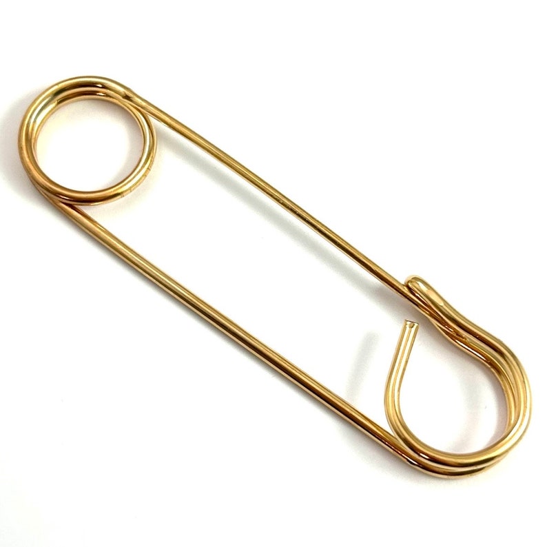 Safety Pin Brooch Vintage Pins Large Safety Pin Blanket Pin Cloak Pin Vintage Jewelry Gold Tone Metal Statement Jewelry Pins image 7
