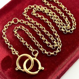 Charm Holder Necklace Double Clasp Clip Front Clasp Pocket Watch Chain Necklace For Women Gold Tone Metal Rolo Chain Dainty Chain Necklace