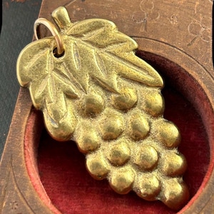 Vintage Jewelry Charm Necklace Pendant For Women Purse Charm Wine Lover Gift For Her Grape Cluster Charm Grape Pendant Heavy Brass Jewelry