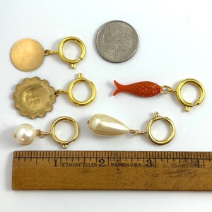 Zodiac Spring Clips Clip on Charms Astrology French Oui Yes Charm Faux Pearl Drop Fish ...