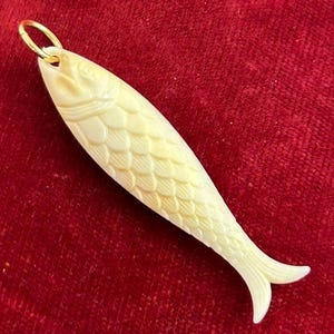 Fish Charm Necklace Pendant Cream Color Vintage Jewelry Pendants For Women Fish Gifts For Her Fisherman Gift Fishing Larger Sized Charm
