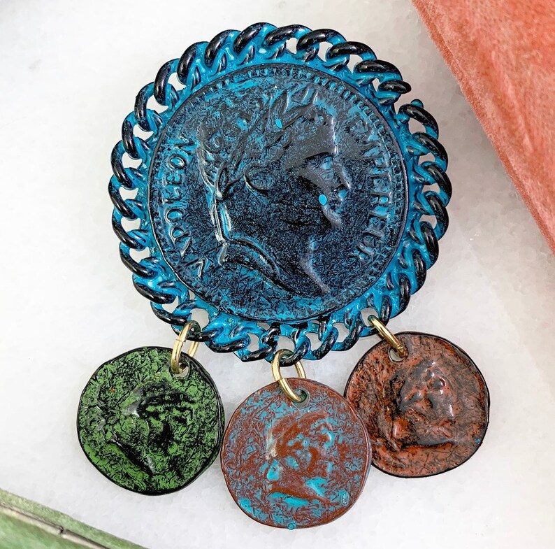 Coin Jewelry Vintage Brooch Vintage Enamel Jewelry French Coins Vintage Jewelry Medallion Jewelry Napoleon