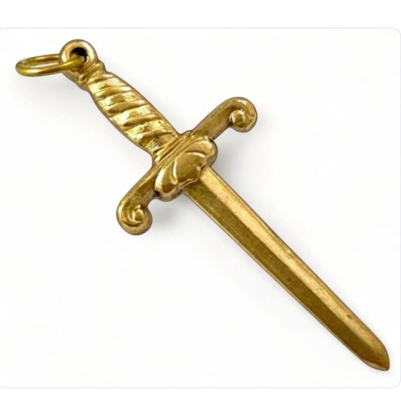 Vintage Charm Tiny Sword Necklace Pendant Brass Vintage Jewelry For Women Sword Charm Dainty Pendant Gifts For Her Gift For Women Empowering