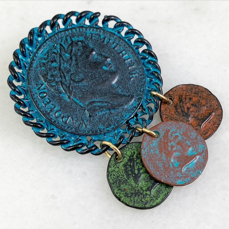Coin Jewelry Vintage Brooch Vintage Enamel Jewelry French Coins Vintage Jewelry Medallion Jewelry Napoleon