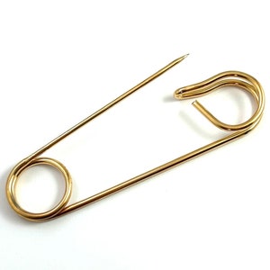 Safety Pin Brooch Vintage Pins Large Safety Pin Blanket Pin Cloak Pin Vintage Jewelry Gold Tone Metal Statement Jewelry Pins image 8