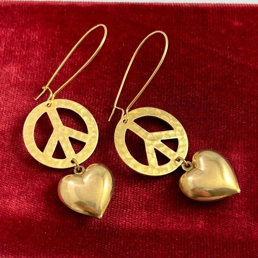 Heart Peace Sign Earrings Heart Peace Sign Earrings